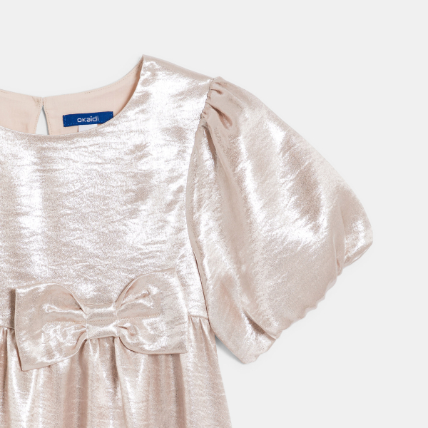 فستان بتأثير معدني باللون الوردي الفاتح للفتيات